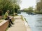 Senior man looking at police boat