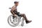 Senior man manually riding a wheelchair