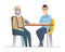 Senior man measuring blood pressure - flat design style illustration