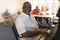 Senior man playing piano at nursing home