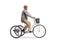 Senior man riding a white tricycle