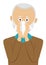 Senior man sneezing into handkerchief. Elderly man having flu