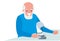 Senior man taking his blood pressure at home. Healthy lifestyle. Flat cartoon illustration vector set. Active sport