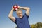 Senior Man Throwing Soccer Ball