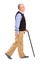 Senior man walking with cane