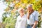 Senior man and woman embracing each other in love