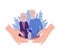 Senior Man and Woman Standing Together and Hands Guarding Them Vector Illustration