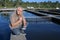 Senior manual worker standing working in water treatment plant