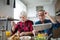 Senior marriage having morning breakfast together