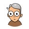 Senior mature man having trouble because of vision problems. Flat design icon. Flat vector illustration. Isolated on