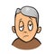 Senior mature unhappy man with distorted facial features. Stroke, stress, sickness. Flat design icon. Flat vector