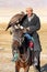 The senior Mongolian horseman with eagle