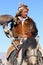 Senior Mongolian horseman in traditional clothing