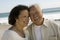 Senior Newly wed couple at beach (close-up)