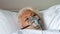 Senior patient with oxygen mask