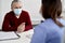 Senior patient in protective face mask in doctor\\\'s office