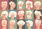 Senior people avatar big bundle set. Older user pic, different human mature face icons. Collection of grandparent