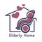 Senior people care, nursing or elderly home isolated icon