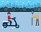 Senior people concept,Old man call to motorbike - Vector