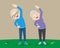 Senior people and gymnastics. Elderly couple. Grandparents doing exercises. Sport. Morning exercises