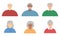 Senior people icons. Elderly people community. People diversity avatars set. Elderly men and woman portraits.