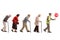 Senior people walking in a line behind an elderly man with a safety vest and stop sign