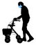 Senior person with face mask and rollator