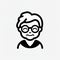 Senior Person Icon With Glasses: Minimalist Graphic Design Inspired By Liam Wong