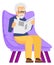 Senior reading newspaper. Old man sit on armchair