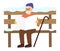 Senior Reading Newspaper on Snowy Bench Vector