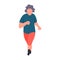 Senior sportswoman running. Old woman jogging. Recreation and leisure senior activities concept. Cartoon elderly female