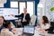 Senior startup businesswoman holding presentatin in conference room