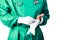 Senior Surgeon in Green scrubs