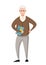 Senior teacher, professor standing in front, and hold the book. Cartoon character design. Flat  illustration isolated on