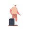 Senior Tourist Male Character with Suitcase and Foreign Passport in Trip, Elderly Man Traveling with Luggage