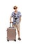 Senior tourist posing with a suitcase