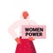 Senior woman activist holding poster female empowerment movement women power concept