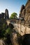 Senior woman on Bastei bridge in Saxon Switzerland, Germany