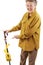 Senior woman with cane.
