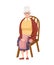 Senior Woman in casual clothes. Grandmother sit on wooden chair and knits. Cartoon character design. Flat vector illustration