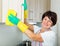 Senior woman cleaning