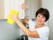 Senior woman cleaning