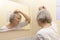 Senior woman examining hair loss