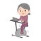 Senior woman exercising on stationary bikes in fitness class