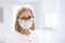 Senior woman in face mask. Virus outbreak