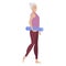 Senior woman going to do yoga, sports training, gymnastics. Elderly woman with gray hair wearing sports clothes holding