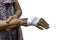 Senior woman hand injury with bandage isolated