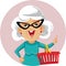 Senior Woman Holding a Shopping Basket Vector Cartoon Illustration