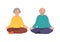 Senior woman and man meditation. Older couple sitting in lotus pose