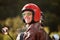 Senior woman, motorcycle road trip and smile with helmet, sunglasses and back for speed, vacation and nature. Elderly